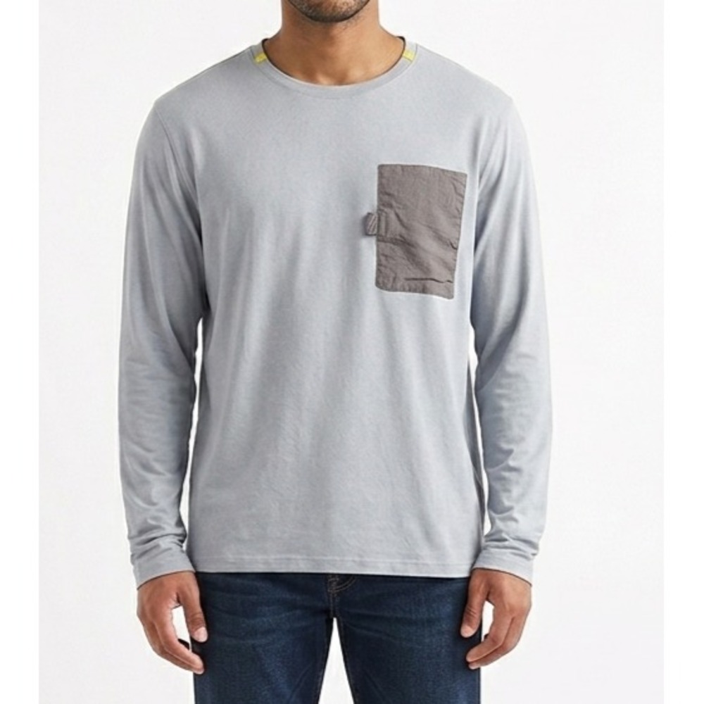 Fielder Bonobos Mens 2XL Light Gray Long Sleeve Pocket T-Shirt Everyday Casual